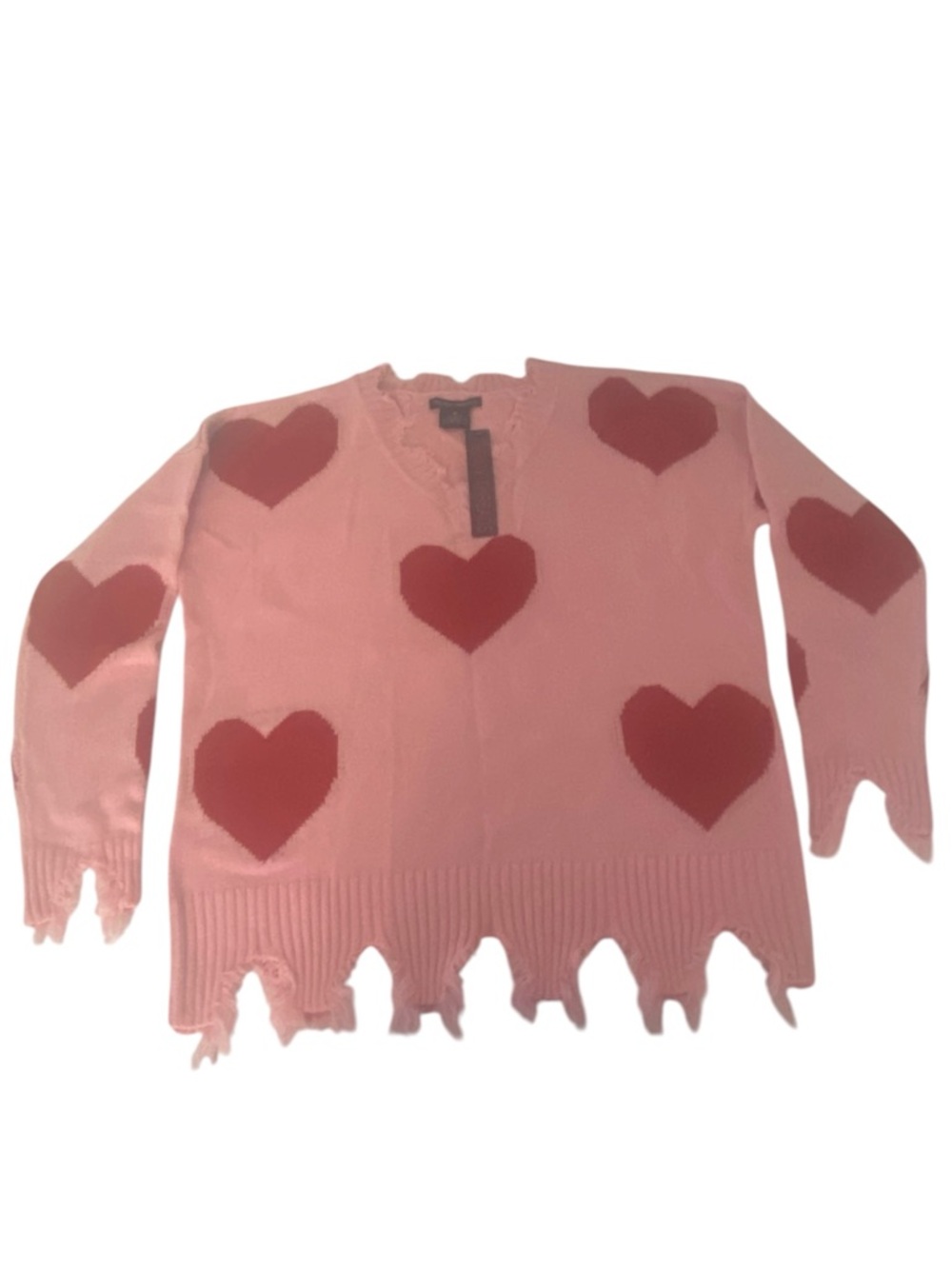 💖 Trendy Threads Pink & Red Cotton Blend Heart Sweater Medium NWT - $35